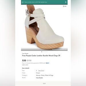 Free People Cream Leather Buckle Mules